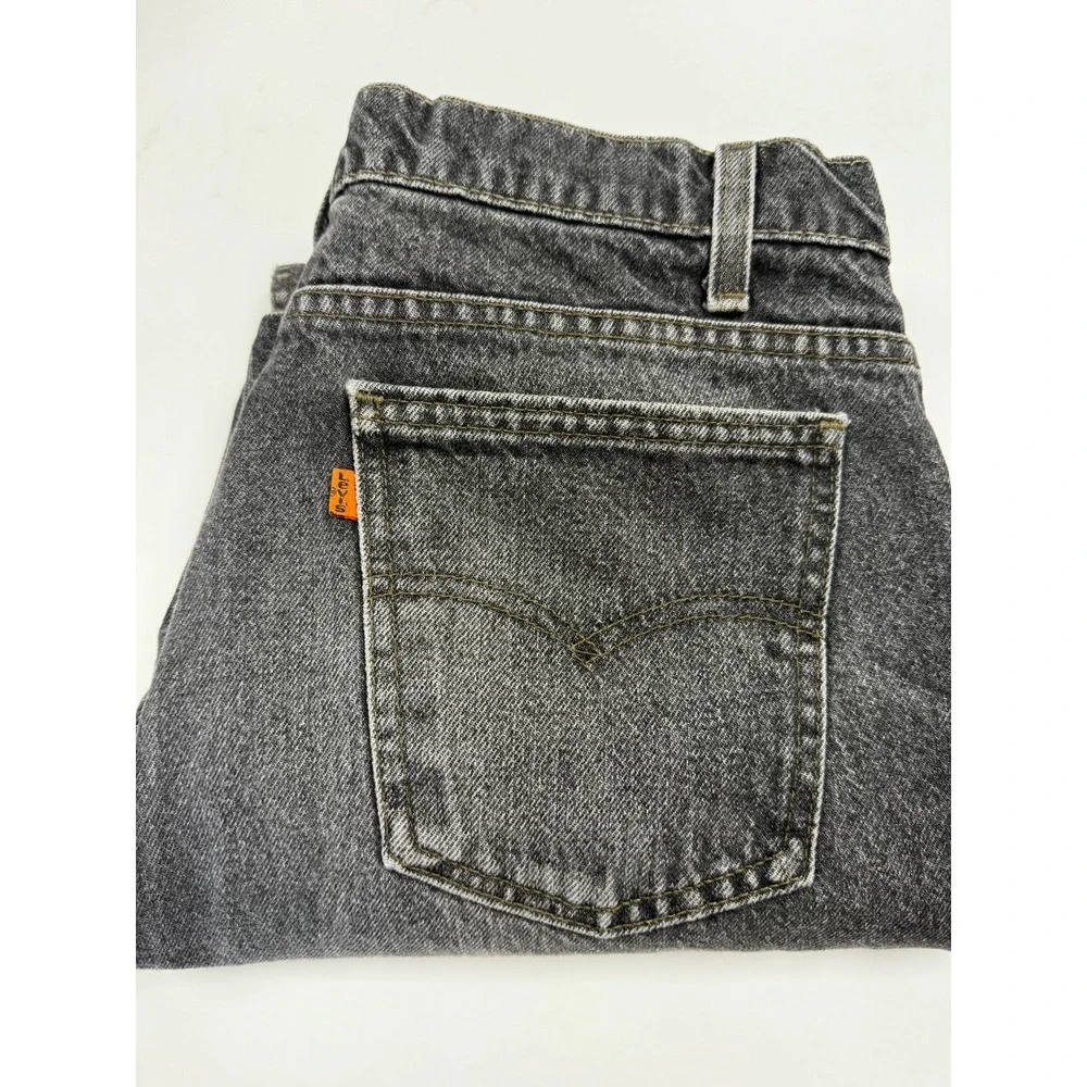 Levi’s 505 Vintage Orange Tab USA Straight Leg Denim Jeans Faded Black W34 L30